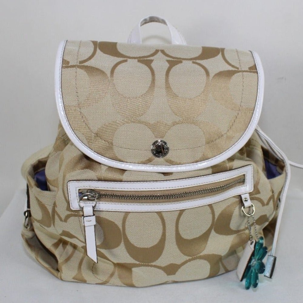 COACH Beige and white Daisy F16556 Canvas Bag